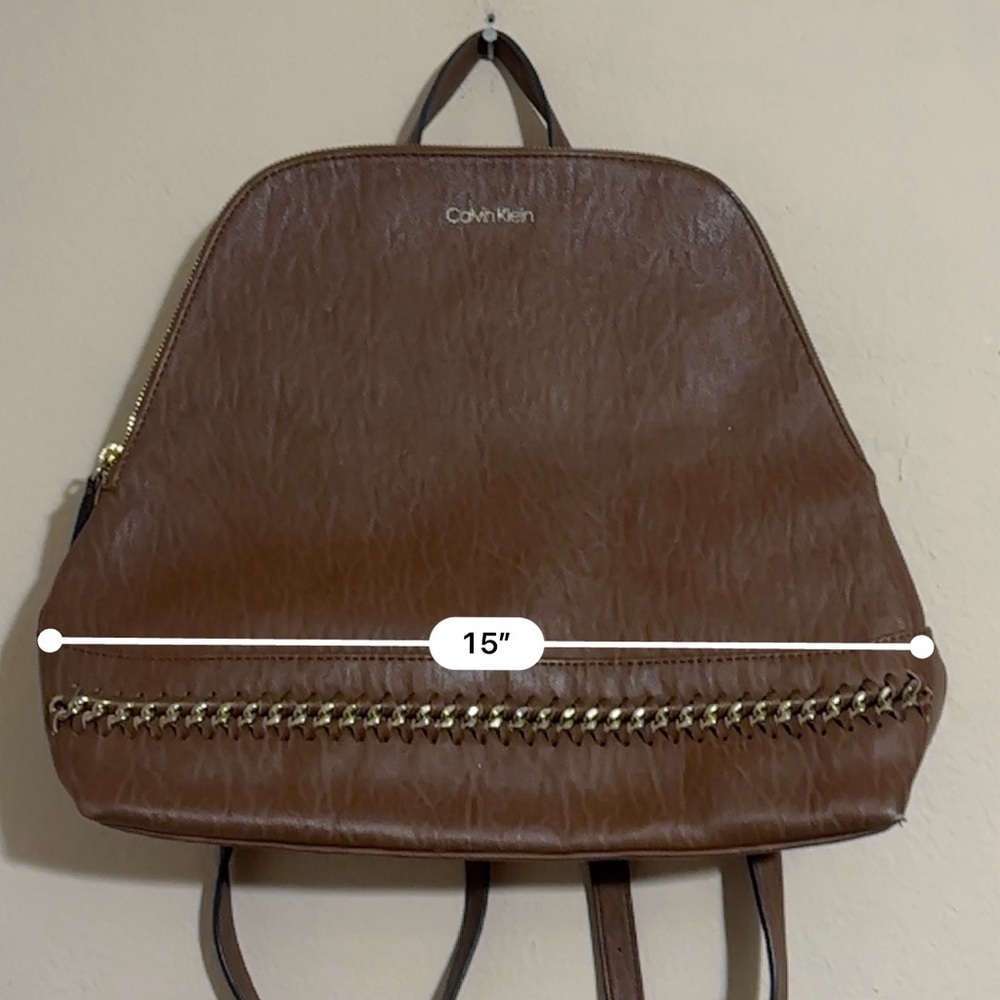 Calvin Klein Brown Zip Around Backpack purse - Picture 3 of 10